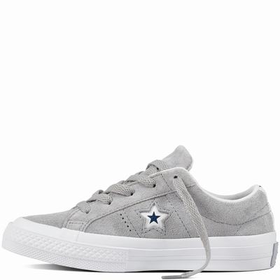 Converse One Star Molded Star Low Tops Kids - Grey/White/Navy Shoes (130FHMOW)
